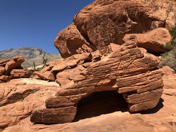 Rock formations red sandstone wind erosion cave