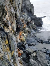 Rocks in sea against sky