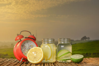 Close-up of fruits served on table