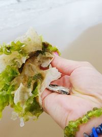 Close-up of hand holding food