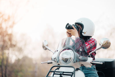Man riding motorcycle