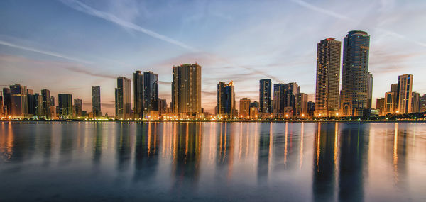 Reflection of city in water