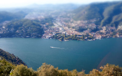 High angle view of sea and mountains