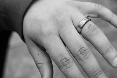 Close-up of hand with ring