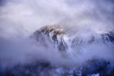 Scenic view of waterfall against sky during winter