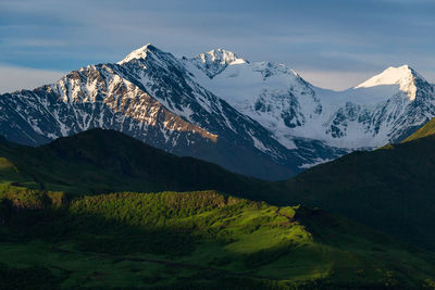 View of snowcapped mountains against sky