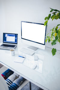 Close-up of laptop on table