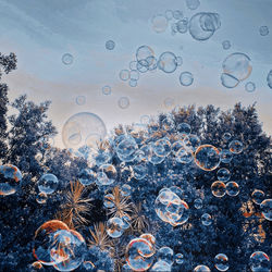 High angle view of bubbles against sky