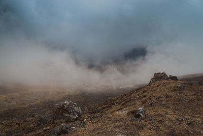 Scenic view of land against sky