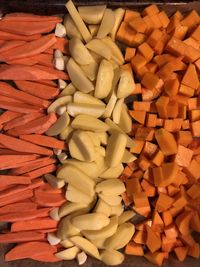 Full frame shot of chopped vegetables for sale in market