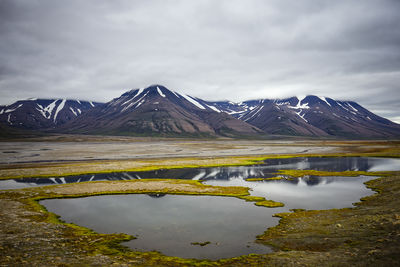 Summertime in longyearbyen - svalbard, spitsbergen -  the snow melted 