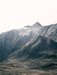 Scenic view of dramatic landscape against clear sky