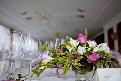 Close-up of flowers on table