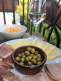 Fruits in bowl on table