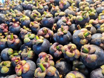 Full frame shot of blueberries in market