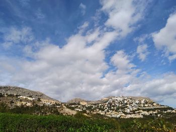 Low angle view of mountain against sky