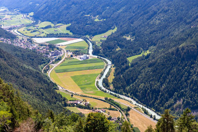 High angle view of road passing through landscape