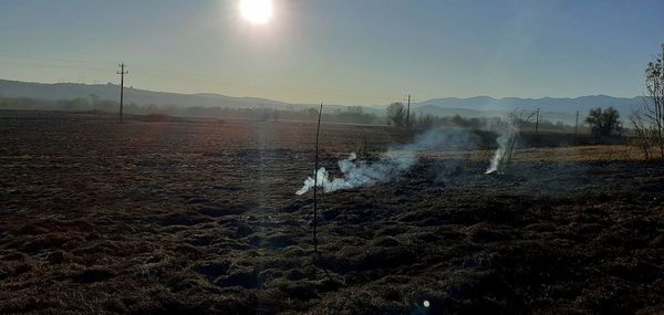 Scenic view of land against sky