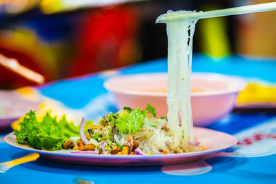 Close-up of meal served in plate