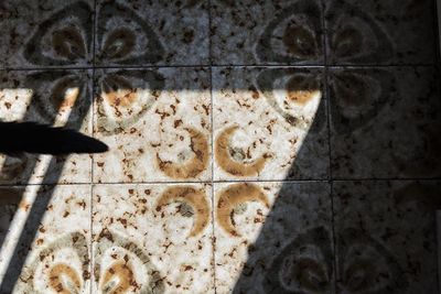 High angle view of tiled floor