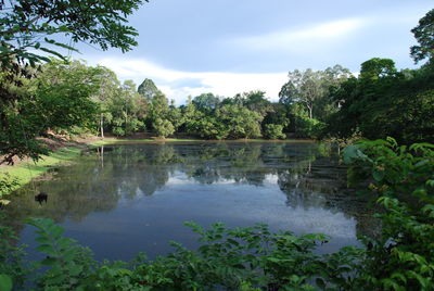 Scenic view of lake against sky