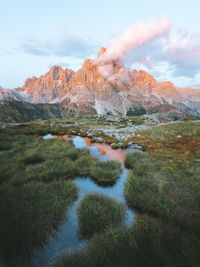 Scenic view of mountains against sky