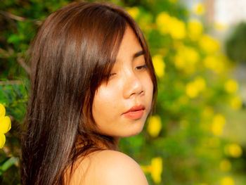Close-up portrait of a young woman