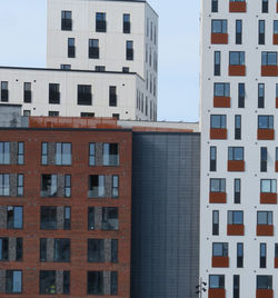 Low angle view of buildings against clear sky