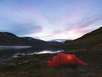 Tent at lake