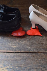 High angle view of shoes on table