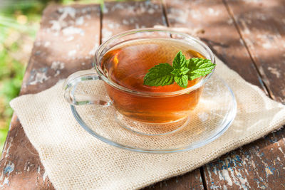 Close-up of drink in bowl on table