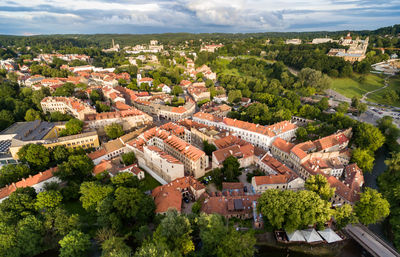 High angle view of townscape against sky