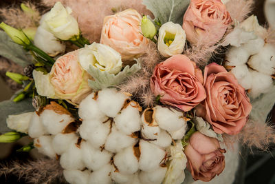 High angle view of rose bouquet