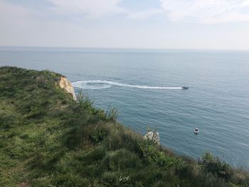 High angle view of sea against sky