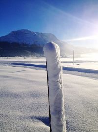 Scenic view of frozen lake against sky