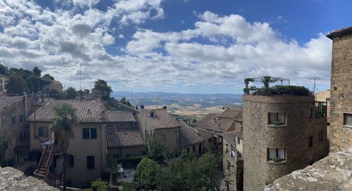 High angle view of townscape against sky