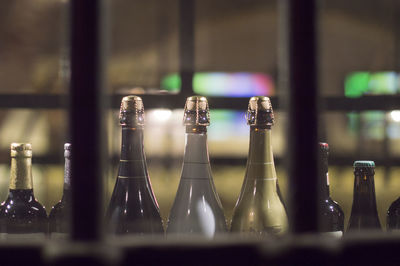 Close-up of glass bottles