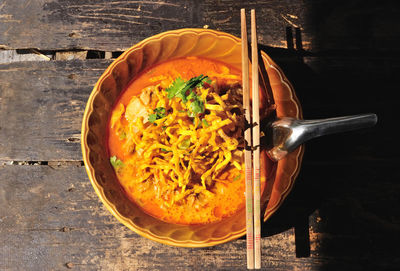 Bowl of thai curry noodles