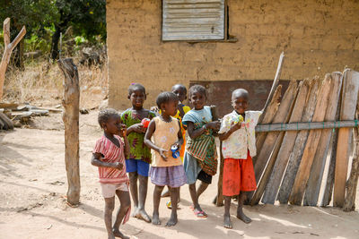 Children playing in basket