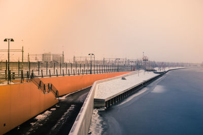 Railroad track at sunset