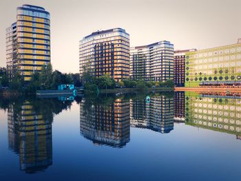 Reflection of buildings in water