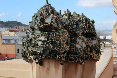 Close-up of stack against the sky