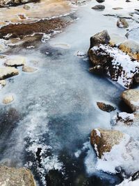 Scenic view of frozen lake during winter