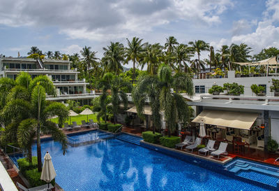 Swimming pool at luxury holiday resort in phuket / thailand