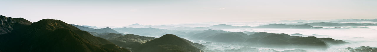 Panoramic view of mountains against sky