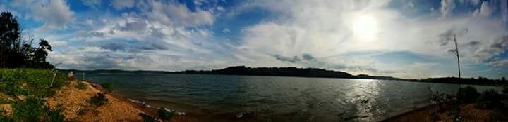 Scenic view of sea against cloudy sky