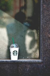 Close-up of glass of window