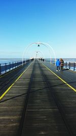 Boardwalk against clear sky