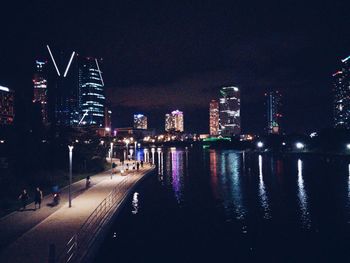 Illuminated city at night