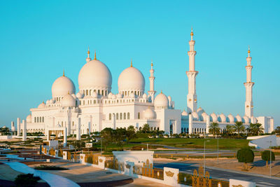 View of buildings against clear sky